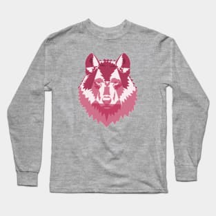 Geometric Pink Wolf Long Sleeve T-Shirt